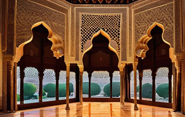 그라나다 알함브라 궁전 탐방 - **Prompt:** "A breathtaking interior view of the Nasrid Palaces within the Alhambra, showcasing intr...